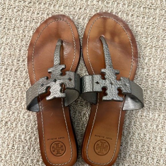 Tory Burch Brown and Silver Sandals Size 8.5 - Picture 1 of 3